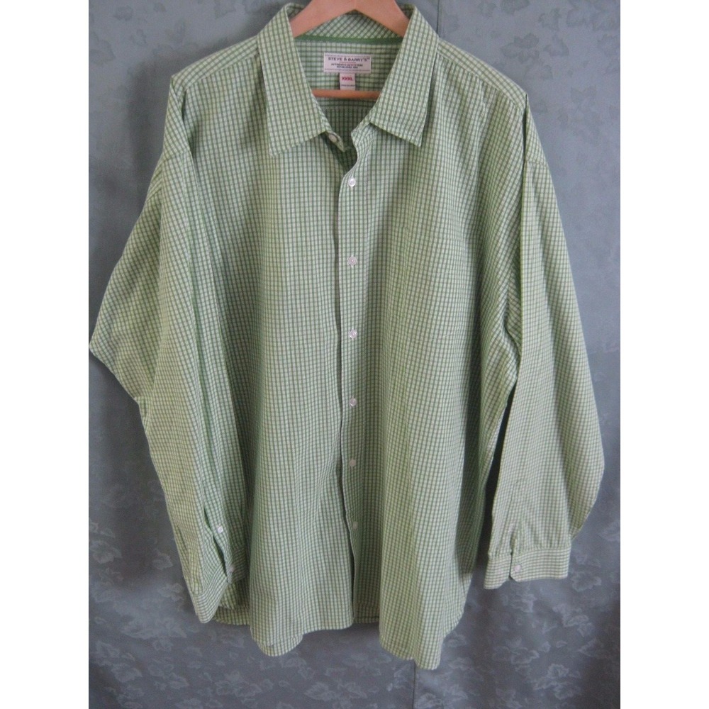 90's Steve & Barry's Green Micro Plaid LS Shirt Size XXXL